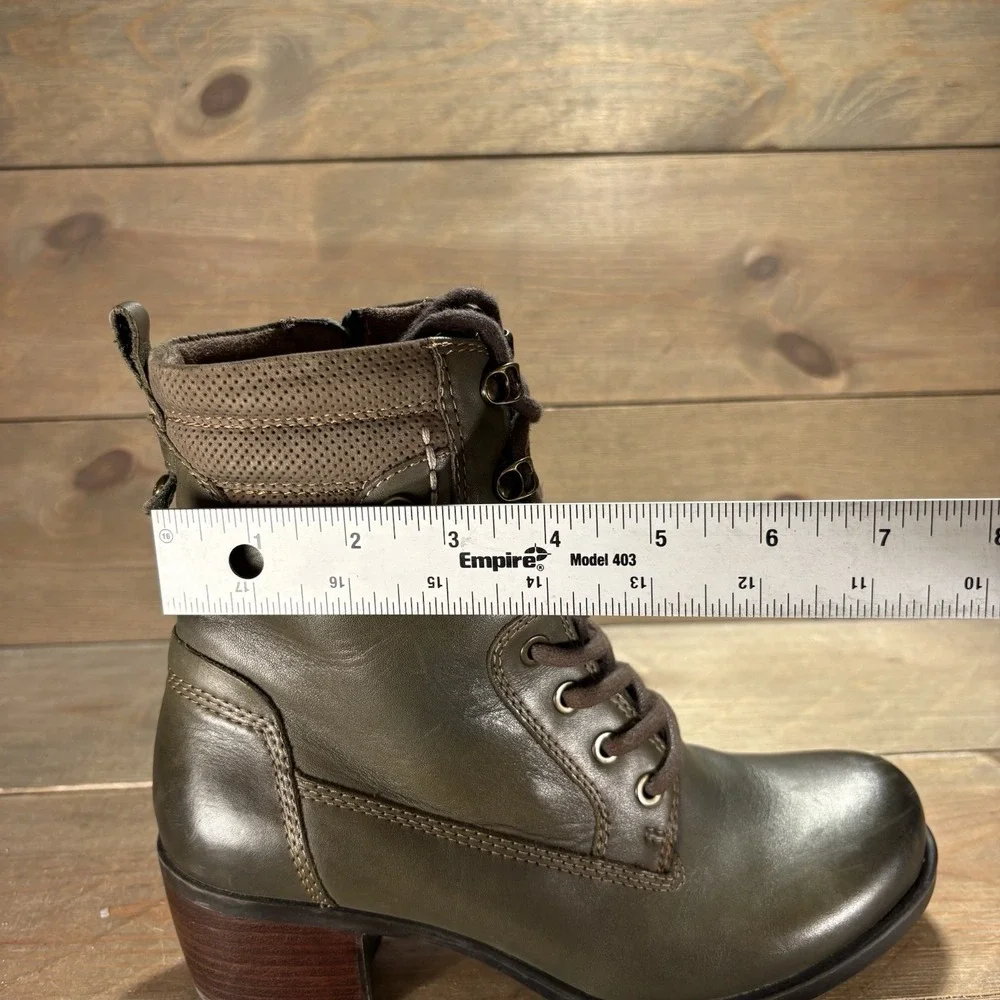 earth denali anchor womens size 7.5 shoes green leather heel combat boots - Picture 10 of 11